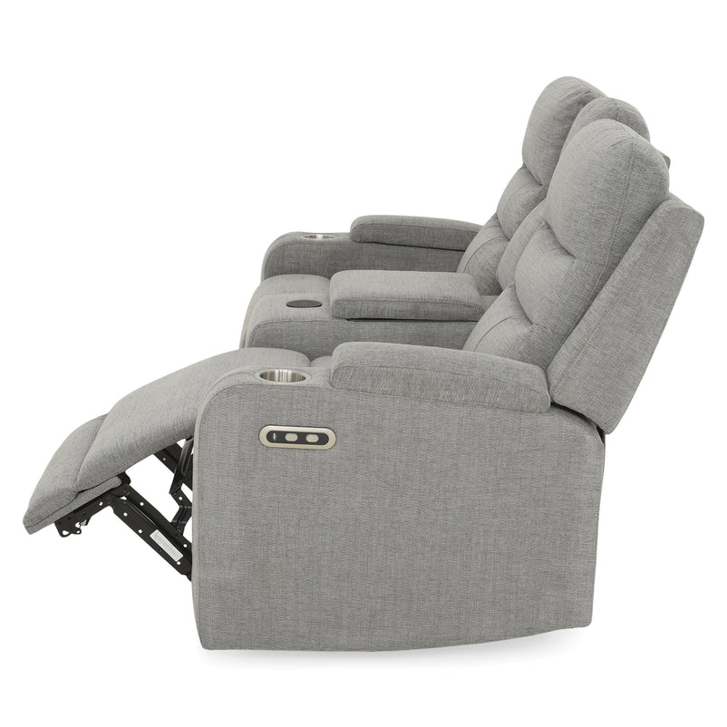 PARKER Canapea 2 locuri cu 2 reclinere electrice, încarcare wireless, consolă depozitare, stofă