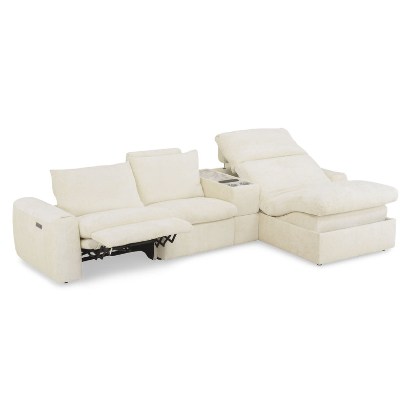 NEW JERSEY Colțar cu șezlong electric stânga/dreapta, 1 recliner electric, tetiere reglabile, USB, consolă depozitare, stofă