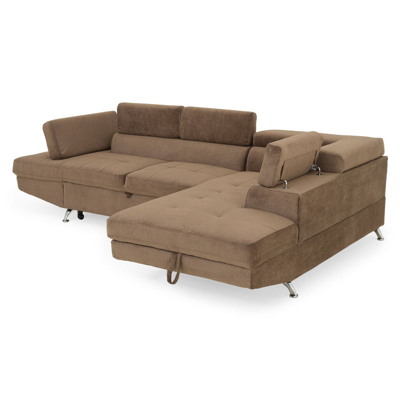 GIANNA Colțar extensibil șezlong stânga/dreapta, ladă depozitare inclusă, stofă