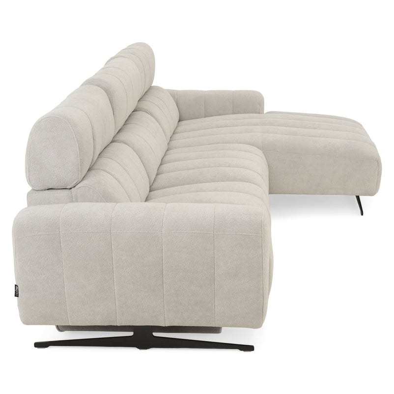 WELBY Colțar, recliner electric, șezlong stânga/dreapta, mecanism tetiere, stofă