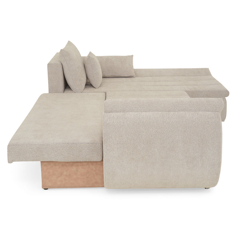 DIAZ Colțar extensibil, șezlong stânga/dreapta, ladă depozitare inclusă, stofă