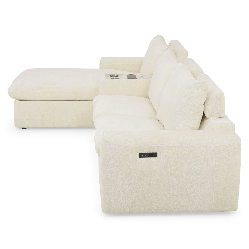 NEW JERSEY Colțar cu șezlong electric stânga/dreapta, 1 recliner electric, tetiere reglabile, USB, consolă depozitare, stofă