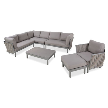 CALOOCAN Set mobilier terasă/grădină, colțar, fotoliu, taburet și măsuță