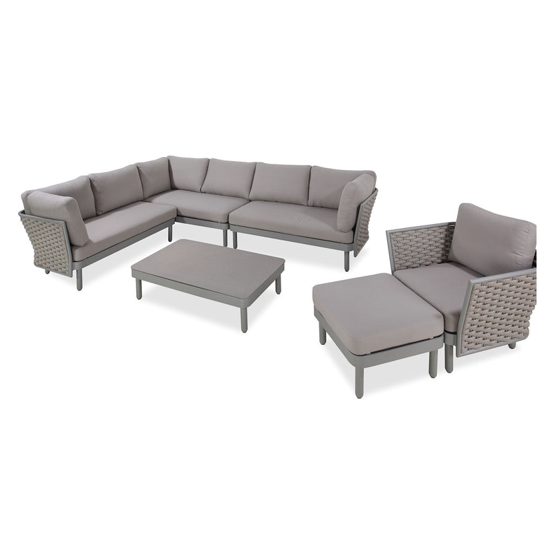 CALOOCAN Set mobilier terasă/grădină, colțar, fotoliu, taburet și măsuță