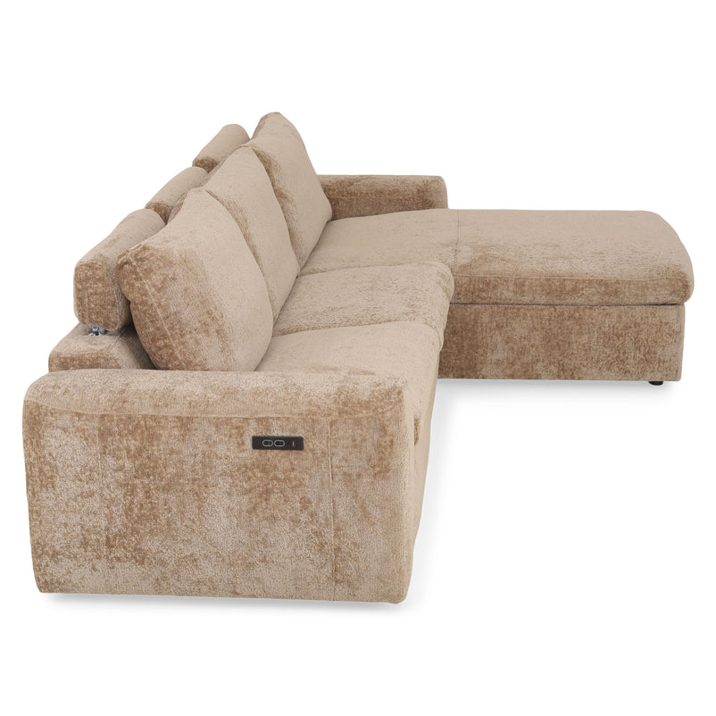 NEW JERSEY Colțar cu șezlong electric stânga/dreapta, 1 recliner electric, mecanism tetieră, USB, stofă