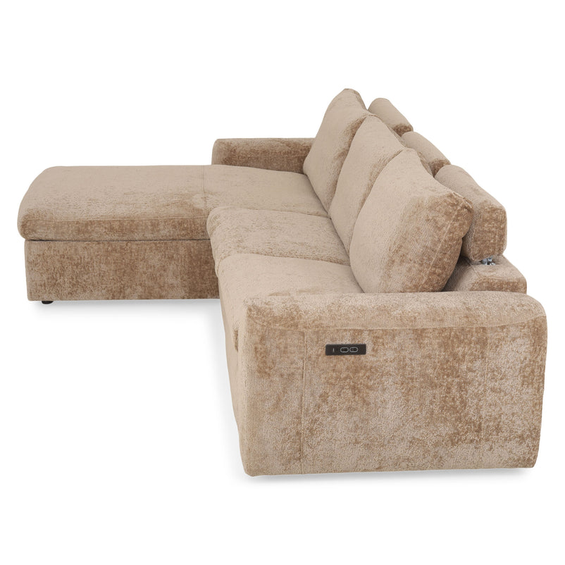 NEW JERSEY Colțar cu șezlong electric stânga/dreapta, 1 recliner electric, mecanism tetieră, USB, stofă