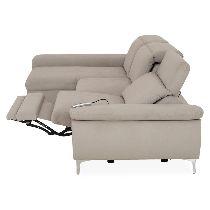 SOUND Colțar șezlong stânga/dreapta, 1 recliner electric și mecanism tetiere, stofă