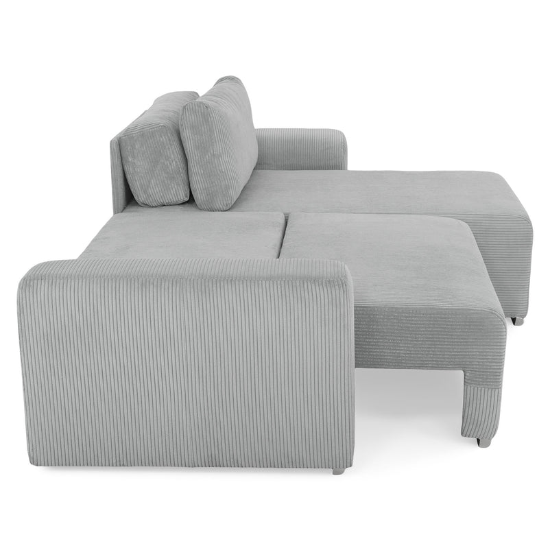 ONDINE Colțar extensibil, șezlong interschimbabil, ladă depozitare, stofă