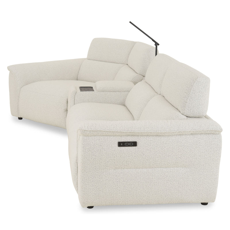 ADDISON Colțar, 2 reclinerele electrice, lampă, încărcare WIRELES și USB, stofă