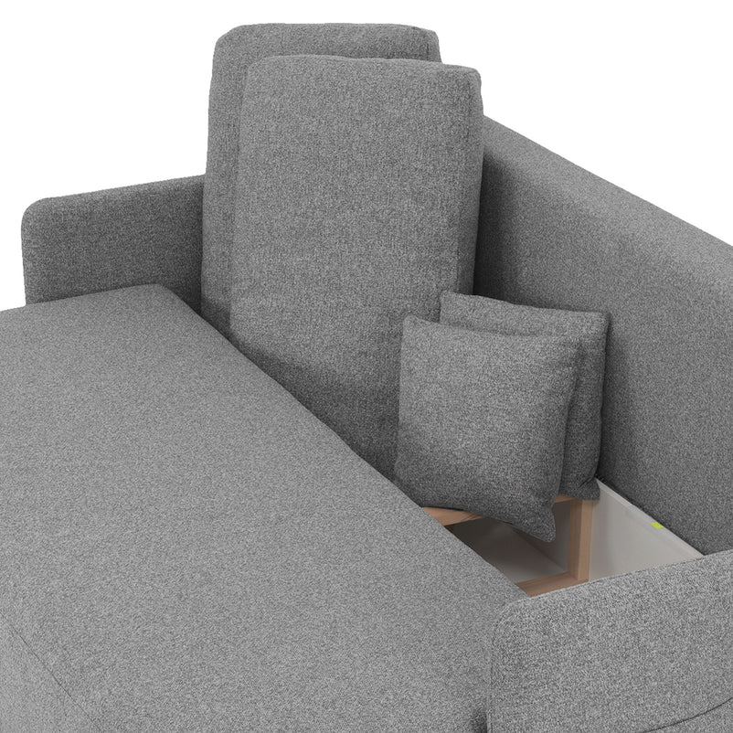 MILOA Canapea extensibilă, 3 locuri, ladă depozitare inclusă, stofă
