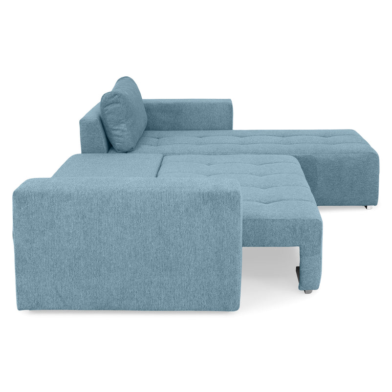 LUCY Colțar extensibil, șezlong interschimbabil, ladă depozitare,  stofă