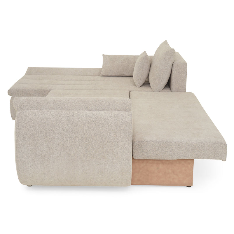 DIAZ Colțar extensibil, șezlong stânga/dreapta, ladă depozitare inclusă, stofă