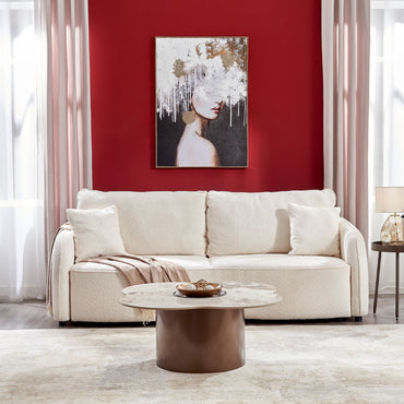 AIMEE Canapea extensibilă, 3 locuri, ladă depozitare, stofă