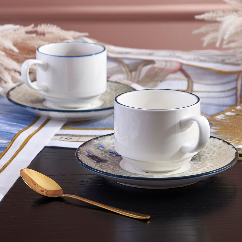 ALASKA Set ceșcuță și farfurioară, porțelan, 210ml