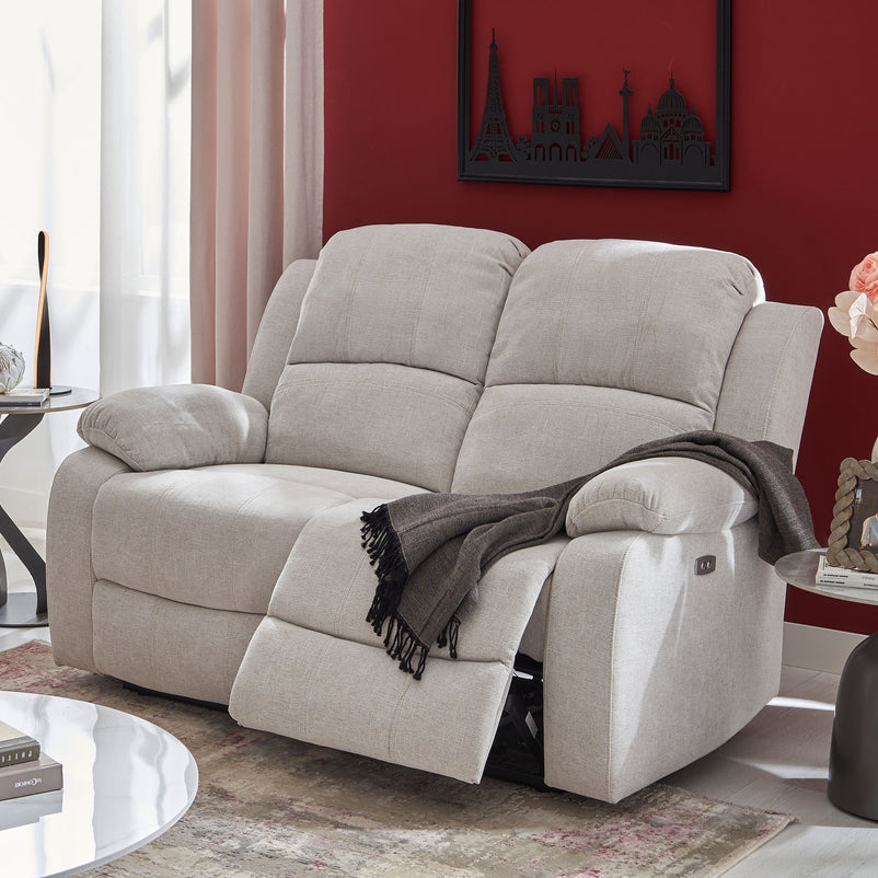 ALMATY Canapea 2 locuri, 2 reclinere electrice, stofă