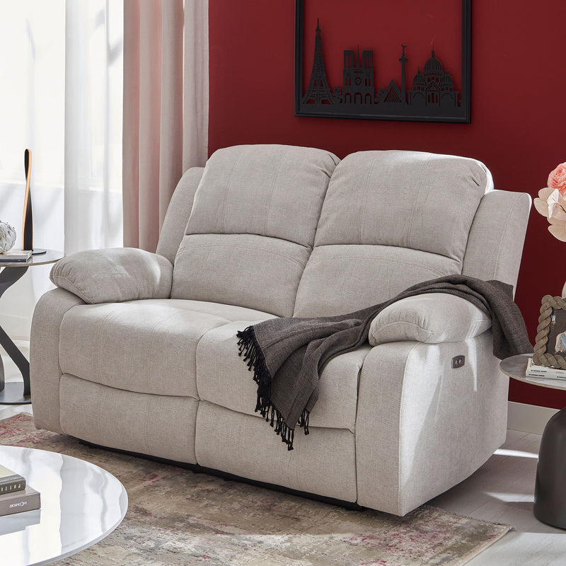 ALMATY Canapea 2 locuri, 2 reclinere electrice, stofă