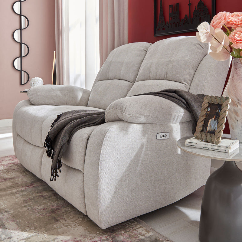 ALMATY Canapea 2 locuri, 2 reclinere electrice, stofă