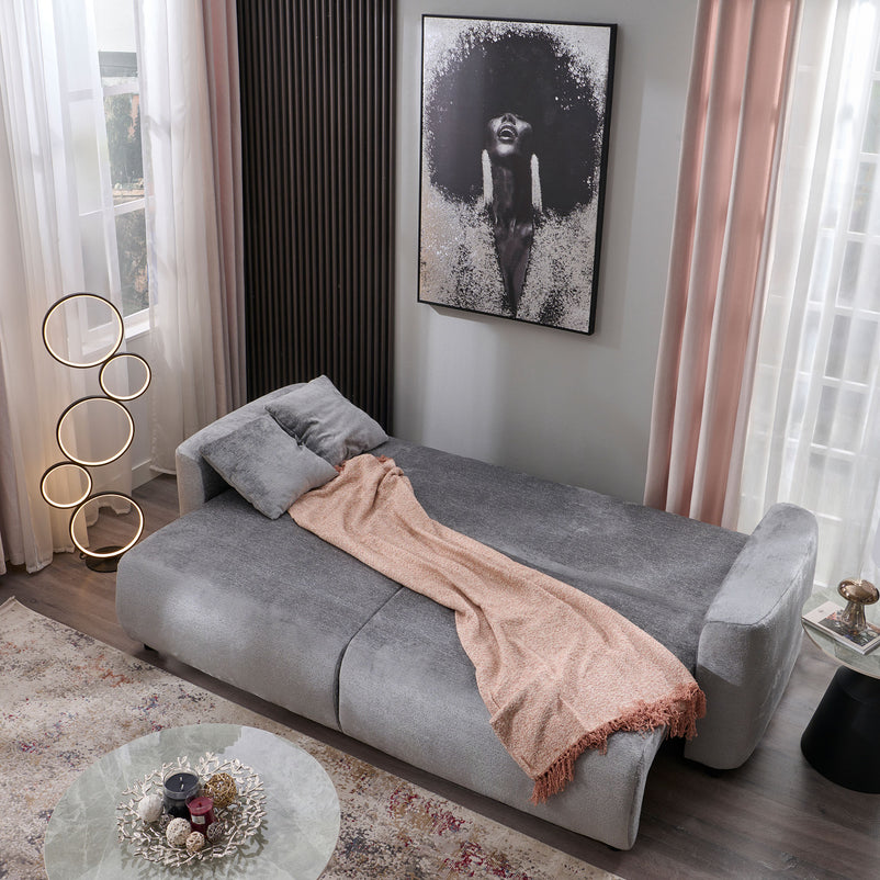 ISARA Canapea extensibilă, 3 locuri, ladă depozitare inclusă, stofă