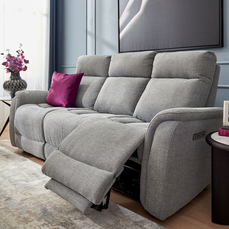 BARTON Canapea 3 locuri, 2 reclinere electrice, stofă