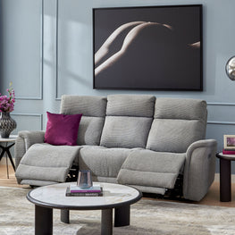 BARTON Canapea 3 locuri, 2 reclinere electrice, stofă