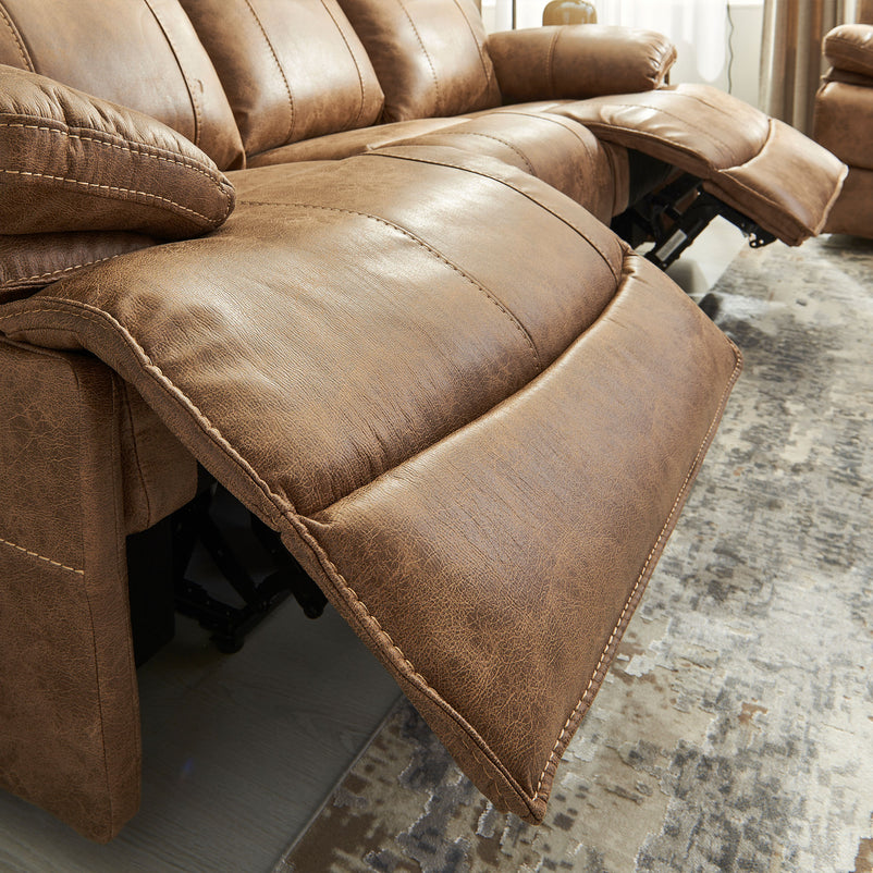 BRISBANE Canapea 3 locuri, 2 reclinere electrice, tetiere și măsuță, stofă