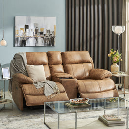 BRISBANE Canapea 2 locuri, 2 reclinere electrice, mecanism tetiere și USB, stofă