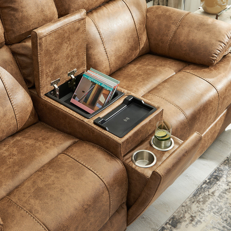 BRISBANE Canapea 2 locuri, 2 reclinere electrice, mecanism tetiere și USB, stofă