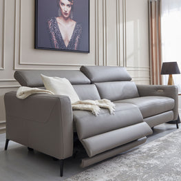CLARKTON Canapea 3 locuri 2 reclinere electrice, mecanism tetiere, piele