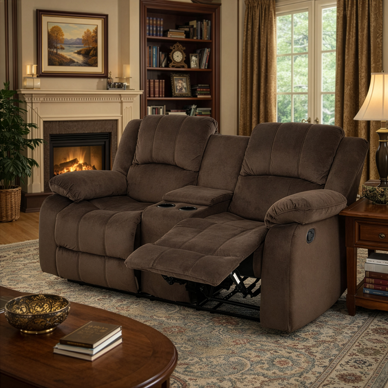 NOLE Canapea 2 reclinere manuale, consolă și sertar