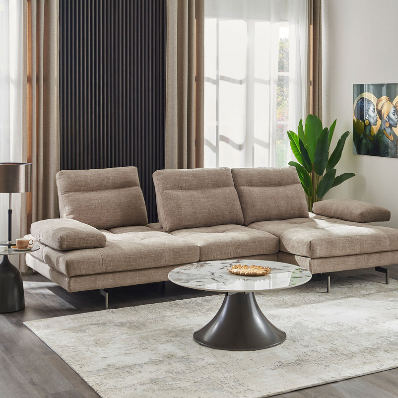 MISTERY Colțar șezlong stânga/dreapta cu mecanism manual spătar și brațe, stofă