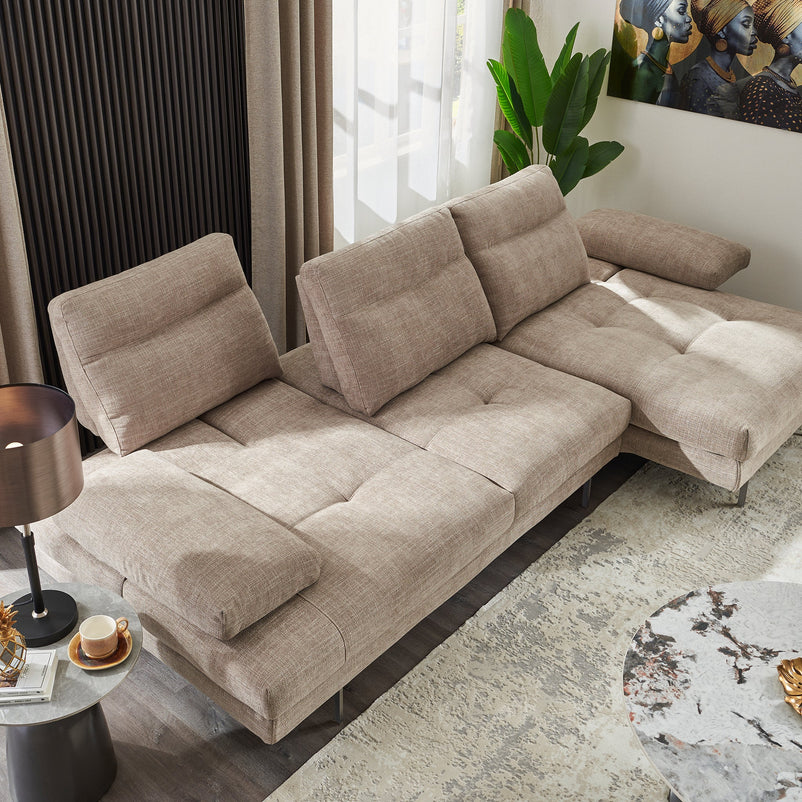 MISTERY Colțar șezlong stânga/dreapta cu mecanism manual spătar și brațe, stofă