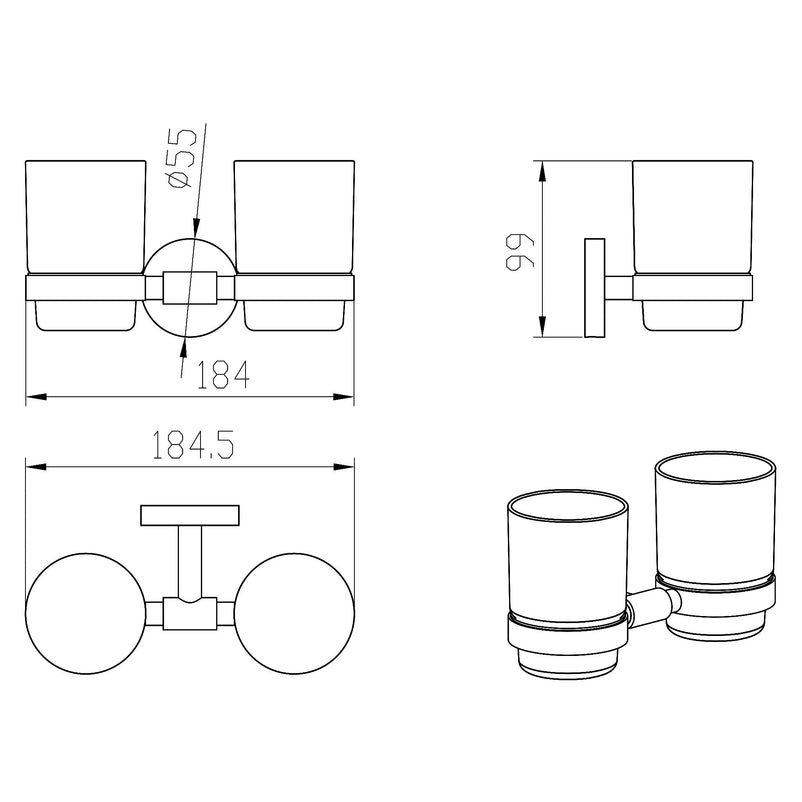 BETSY Suport dublu pahare - Articol resigilat