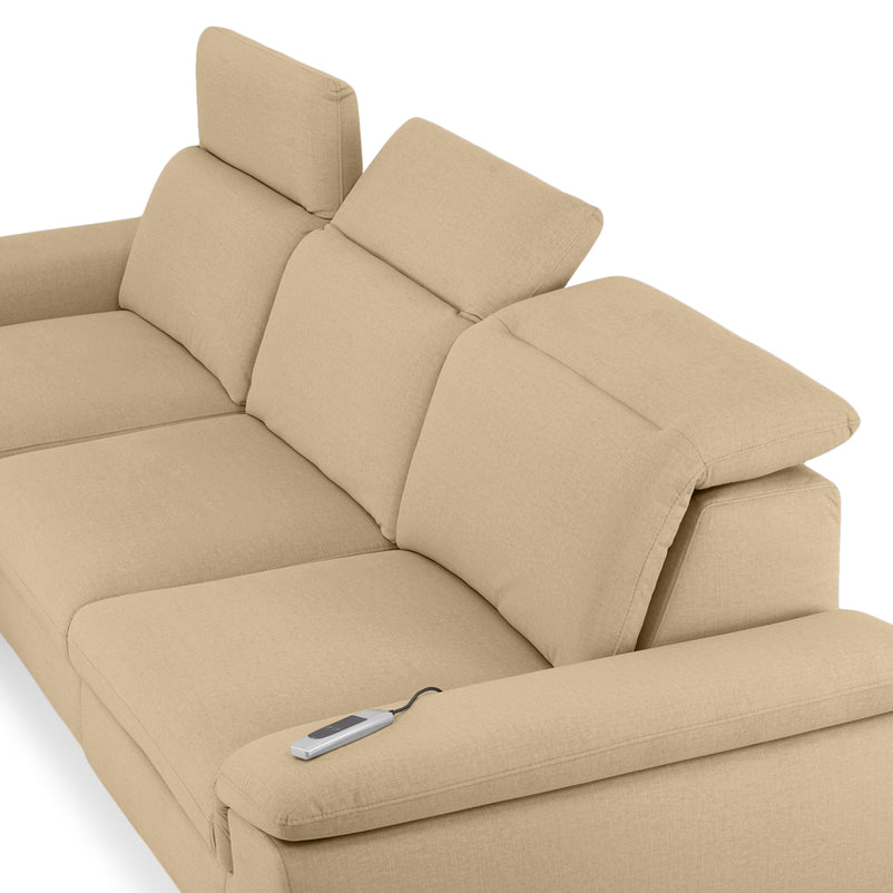 SOUND Colțar șezlong stânga/dreapta, 1 recliner electric și mecanism tetiere, stofă