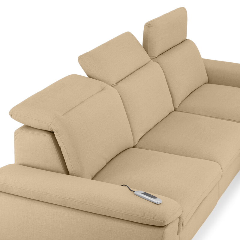 SOUND Colțar șezlong stânga/dreapta, 1 recliner electric și mecanism tetiere, stofă