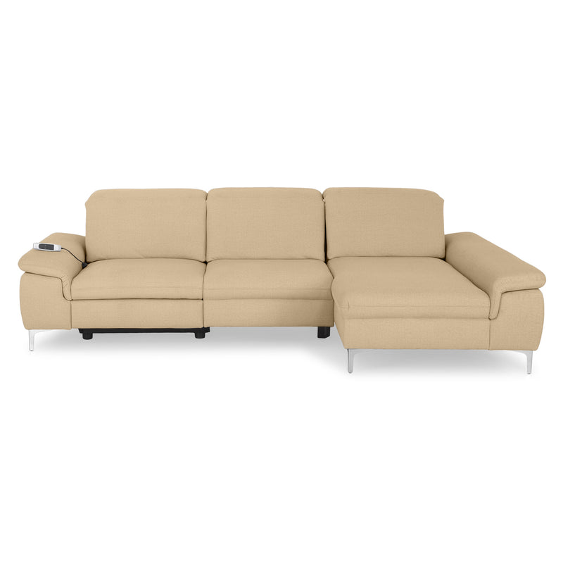 SOUND Colțar șezlong stânga/dreapta, 1 recliner electric și mecanism tetiere, stofă