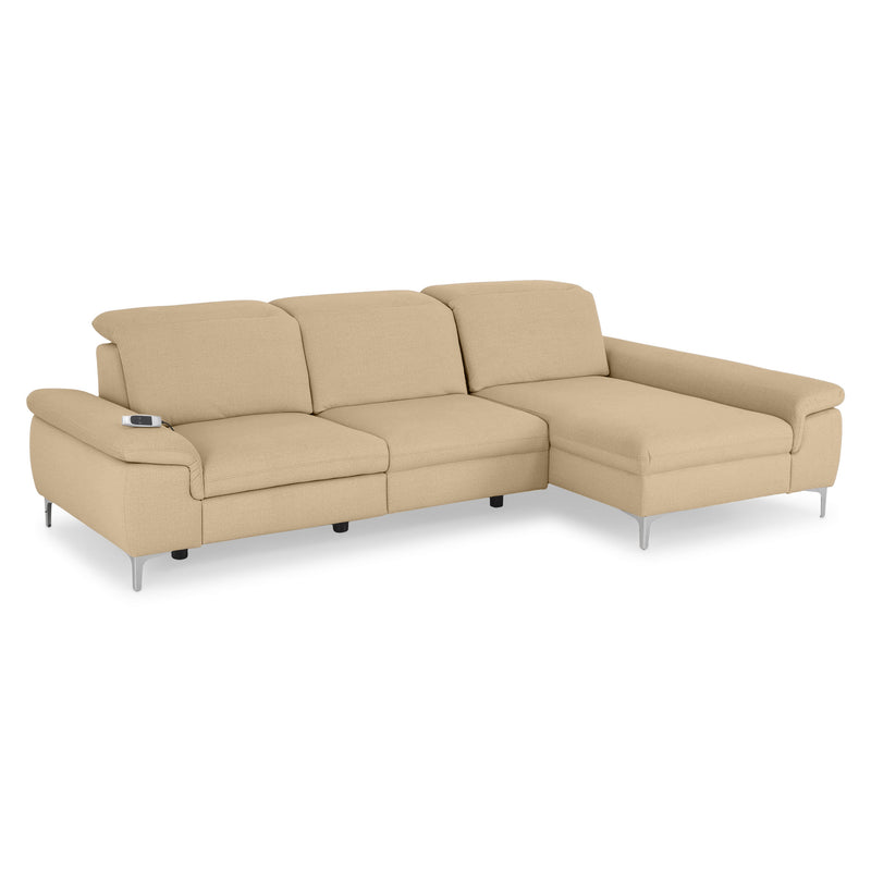 SOUND Colțar șezlong stânga/dreapta, 1 recliner electric și mecanism tetiere, stofă