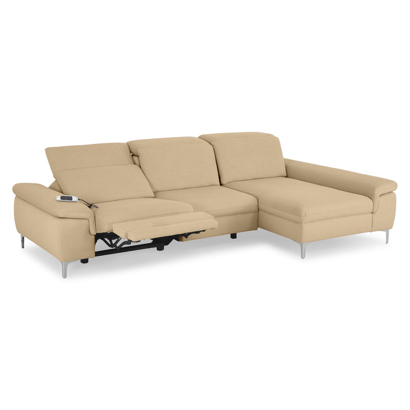 SOUND Colțar șezlong stânga/dreapta, 1 recliner electric și mecanism tetiere, stofă
