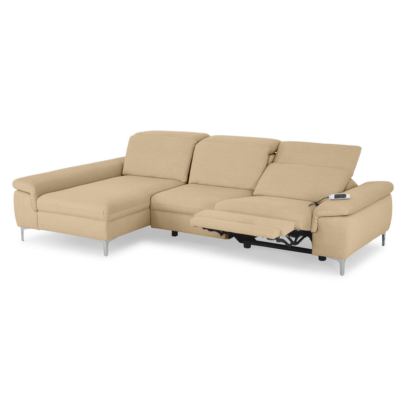 SOUND Colțar șezlong stânga/dreapta, 1 recliner electric și mecanism tetiere, stofă