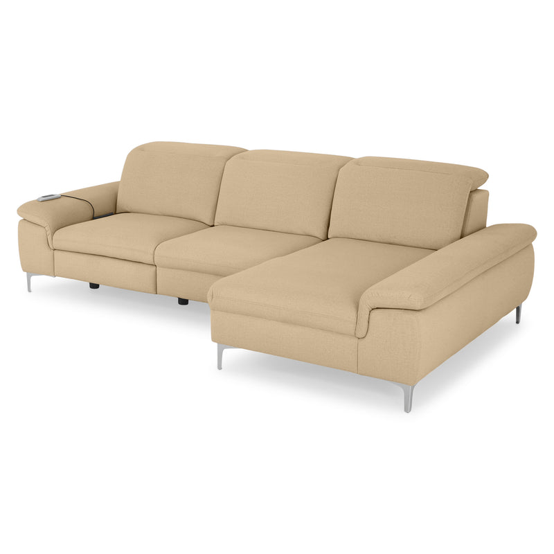 SOUND Colțar șezlong stânga/dreapta, 1 recliner electric și mecanism tetiere, stofă