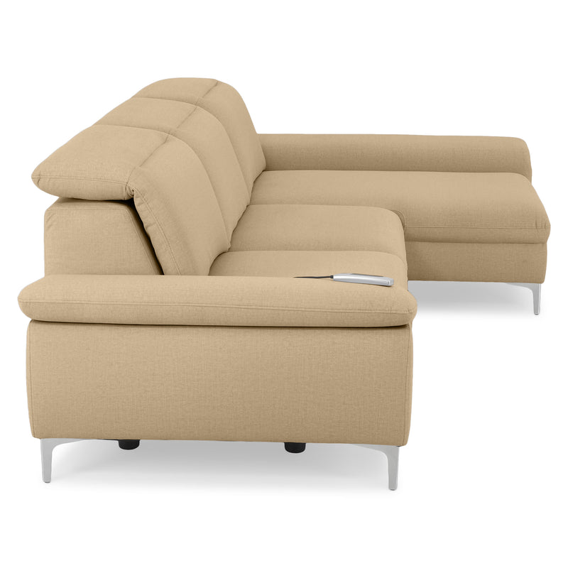 SOUND Colțar șezlong stânga/dreapta, 1 recliner electric și mecanism tetiere, stofă
