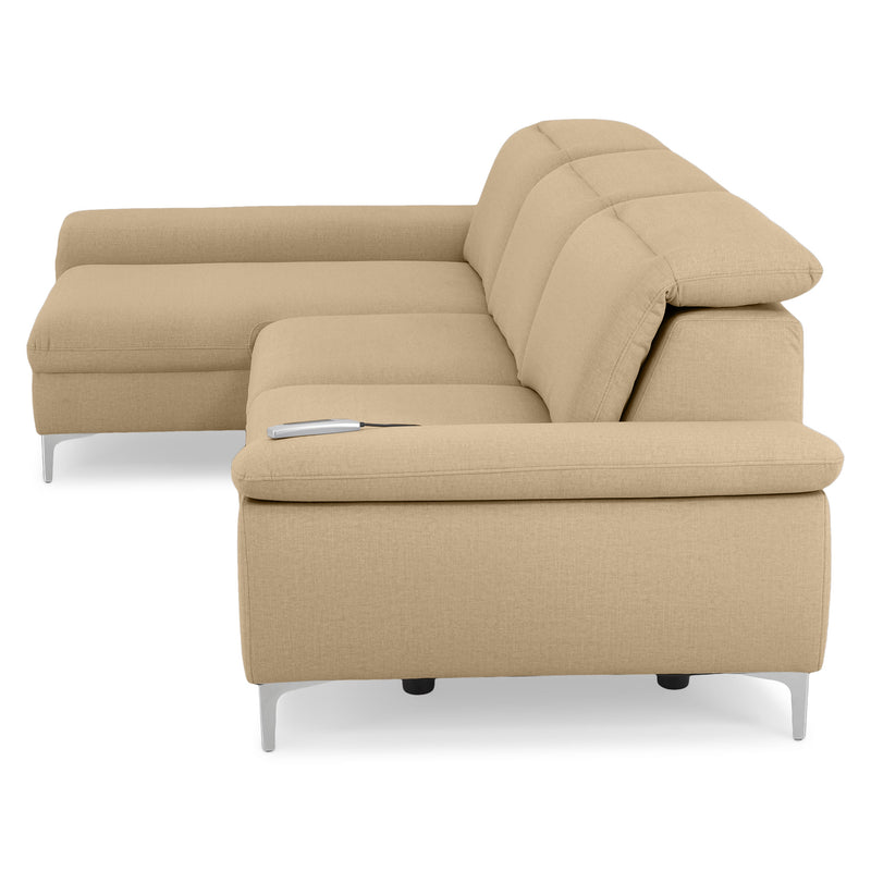 SOUND Colțar șezlong stânga/dreapta, 1 recliner electric și mecanism tetiere, stofă