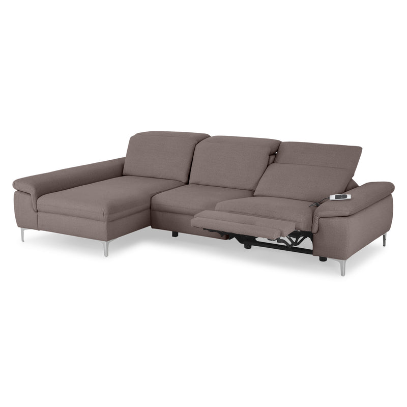 SOUND Colțar șezlong stânga/dreapta, 1 recliner electric și mecanism tetiere, stofă