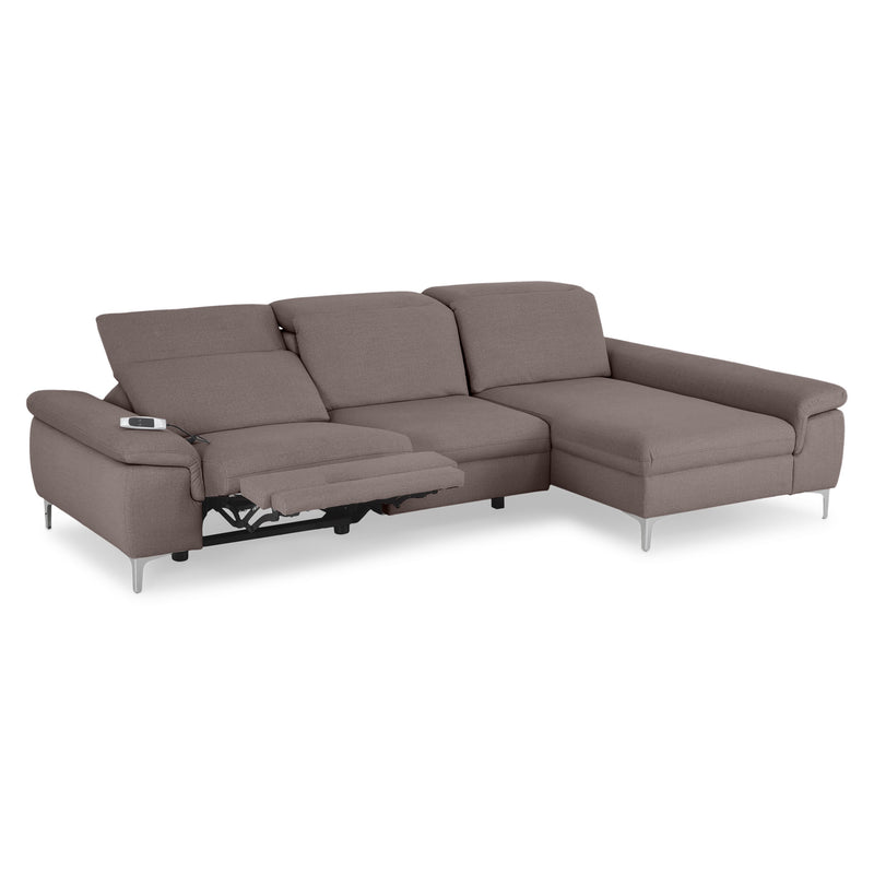 SOUND Colțar șezlong stânga/dreapta, 1 recliner electric și mecanism tetiere, stofă