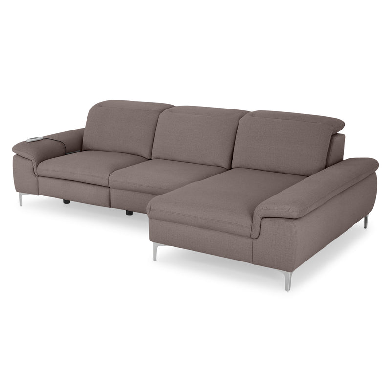 SOUND Colțar șezlong stânga/dreapta, 1 recliner electric și mecanism tetiere, stofă