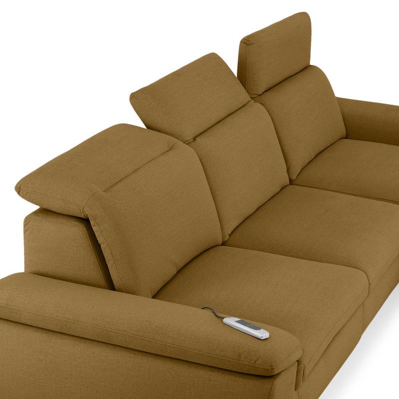SOUND Colțar șezlong stânga/dreapta, 1 recliner electric și mecanism tetiere, stofă