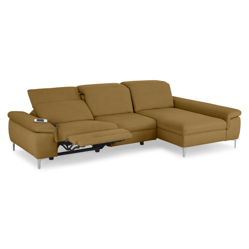 SOUND Colțar șezlong stânga/dreapta, 1 recliner electric și mecanism tetiere, stofă