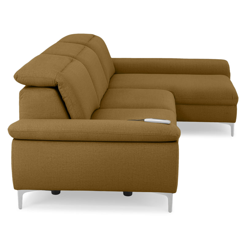 SOUND Colțar șezlong stânga/dreapta, 1 recliner electric și mecanism tetiere, stofă
