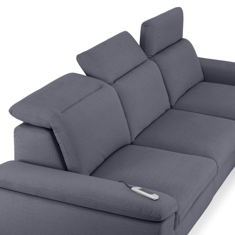 SOUND Colțar șezlong stânga/dreapta, 1 recliner electric și mecanism tetiere, stofă