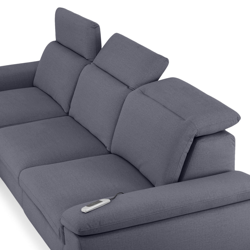 SOUND Colțar șezlong stânga/dreapta, 1 recliner electric și mecanism tetiere, stofă