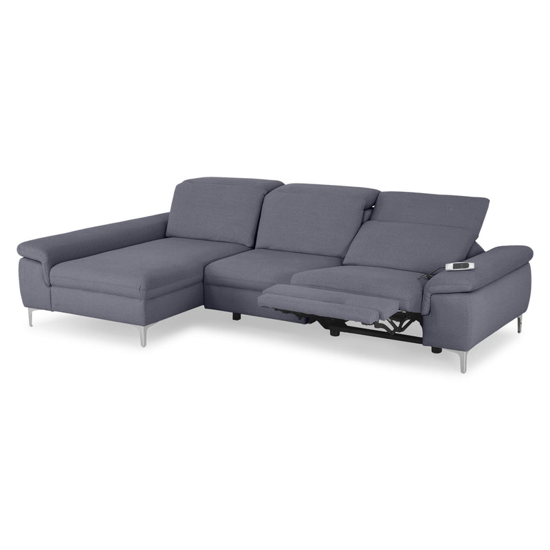 SOUND Colțar șezlong stânga/dreapta, 1 recliner electric și mecanism tetiere, stofă